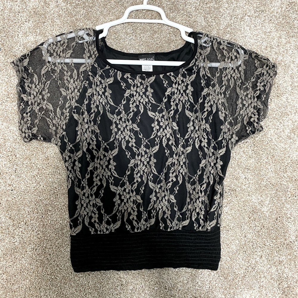 Wet Seal Lace Short Sleeve Top